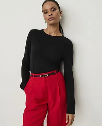 Ann Taylor Essential Crew Neck Sweater In Black