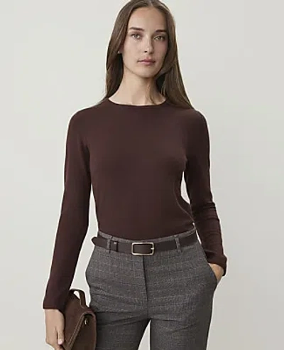 Ann Taylor Essential Crew Neck Sweater In French Mocha