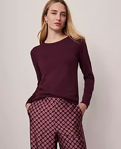 Ann Taylor Essential Crew Neck Sweater In Purple
