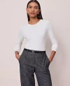 Ann Taylor Essential Crew Neck Sweater In White