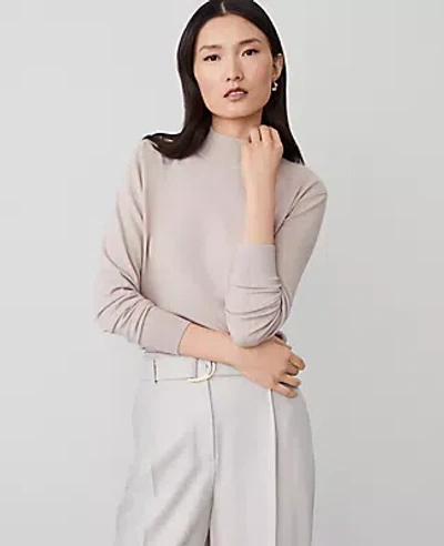 Ann Taylor Essential Mock Neck Sweater In Light Mink