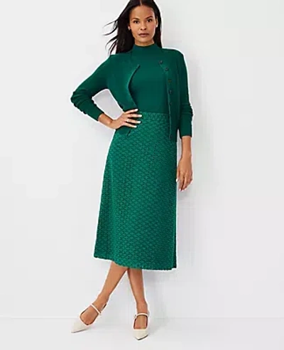 Ann Taylor Eyelet A-line Midi Skirt In Fresh Evergreen
