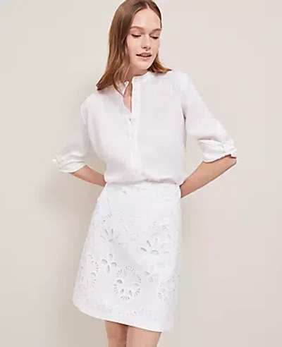 Ann Taylor Eyelet A-line Skirt In White