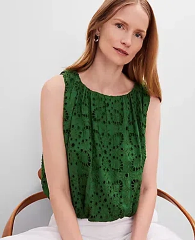 Ann Taylor Eyelet Bubble Hem Top