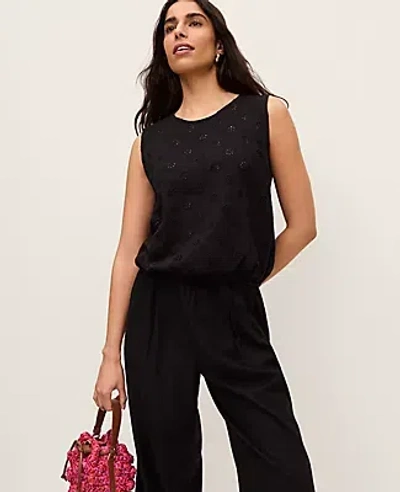 Ann Taylor Eyelet Bubble Hem Top In Black