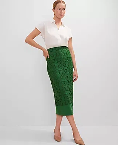 Ann Taylor Eyelet Column Midi Skirt