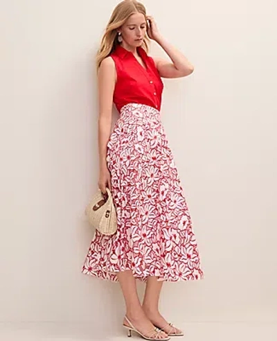 Ann Taylor Eyelet Full Midi Skirt In Black