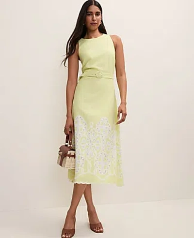Ann Taylor Eyelet Halter Midi Dress In Green