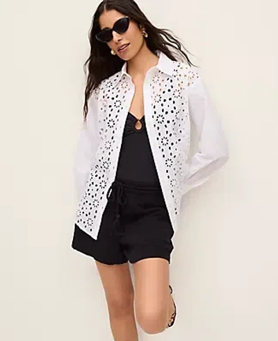 Ann Taylor Eyelet Oversized Shirt In White