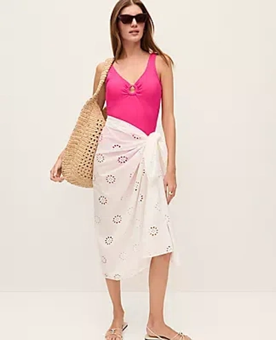 Ann Taylor Eyelet Sarong In White