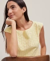 Ann Taylor Eyelet Sleeveless Crew Neck Top In Yellow Buttercream