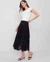 Ann Taylor Eyelet Yoke Midi Skirt In Black