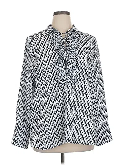 Pre-owned Ann Taylor Factory 3/4 Sleeve Blouse In Blue