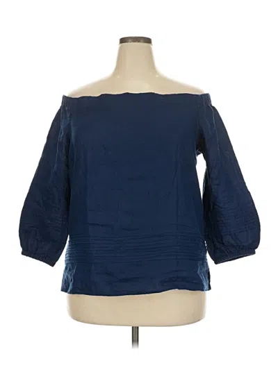 Pre-owned Ann Taylor Factory 3/4 Sleeve Blouse In Blue