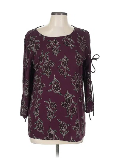 Pre-owned Ann Taylor Factory 3/4 Sleeve Blouse In Burgundy