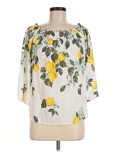 Pre-owned Ann Taylor Factory 3/4 Sleeve Blouse In Yellow