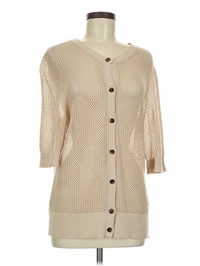 Pre-owned Ann Taylor Factory 3/4 Sleeve Button Down Shirt In Tan
