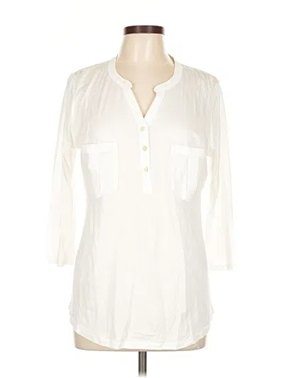 Pre-owned Ann Taylor Factory 3/4 Sleeve Button Down Shirt In White