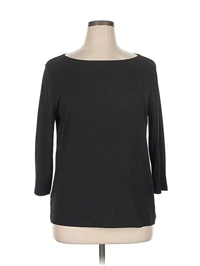 Ann Taylor Factory 3/4 Sleeve Top Black Boatneck Tops