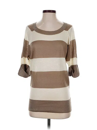 Pre-owned Ann Taylor Factory 3/4 Sleeve Top Brown Boatneck Tops