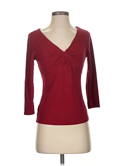 Pre-owned Ann Taylor Factory 3/4 Sleeve Top Burgundy Sweetheart Neckline Tops