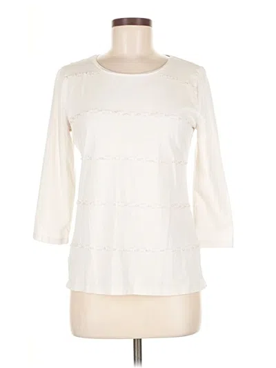 Pre-owned Ann Taylor Factory 3/4 Sleeve Top Ivory Boatneck Tops In White