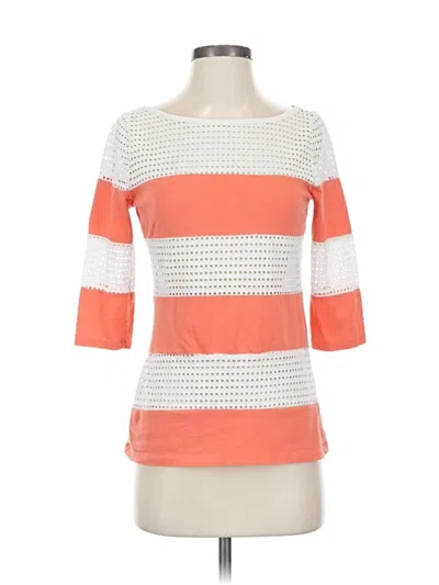 Pre-owned Ann Taylor Factory 3/4 Sleeve Top Orange Boatneck Tops
