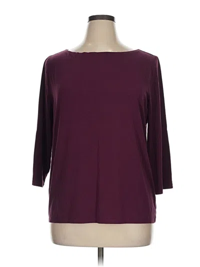 Pre-owned Ann Taylor Factory 3/4 Sleeve T-shirt In Burgundy
