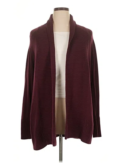 Pre-owned Ann Taylor Factory Cardigan Sweater In Burgundy