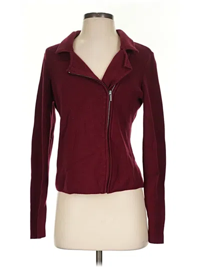 Pre-owned Ann Taylor Factory Cardigan Sweater In Burgundy