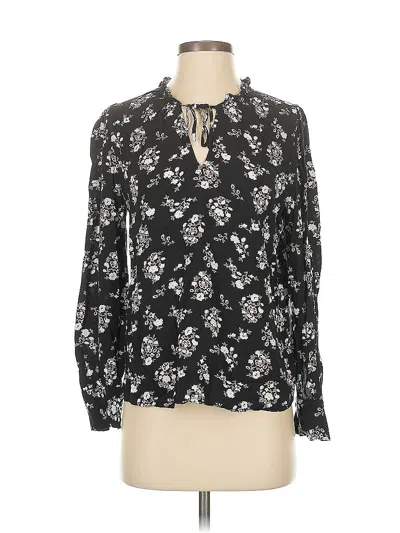 Pre-owned Ann Taylor Factory Long Sleeve Blouse In Black