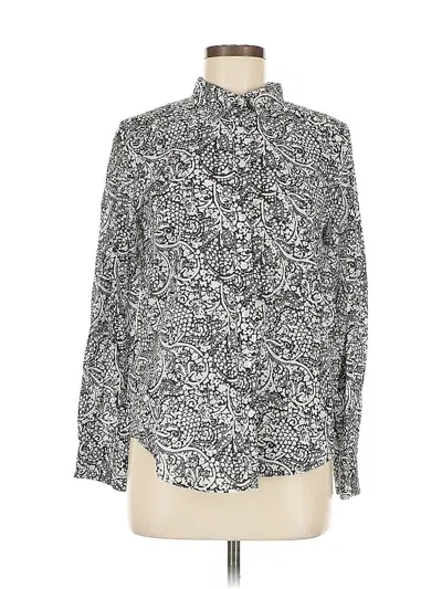 Pre-owned Ann Taylor Factory Long Sleeve Blouse In Black