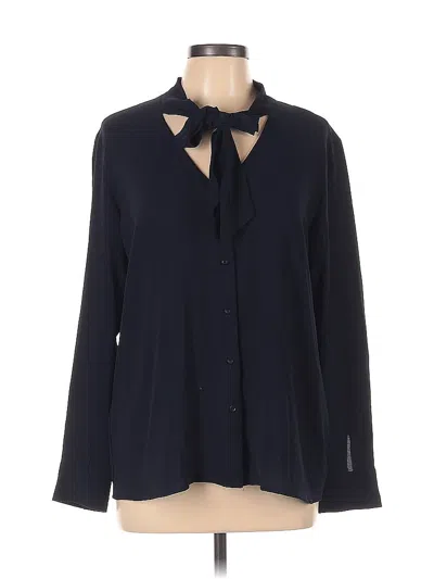 Pre-owned Ann Taylor Factory Long Sleeve Blouse In Black