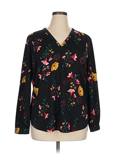 Pre-owned Ann Taylor Factory Long Sleeve Blouse In Black