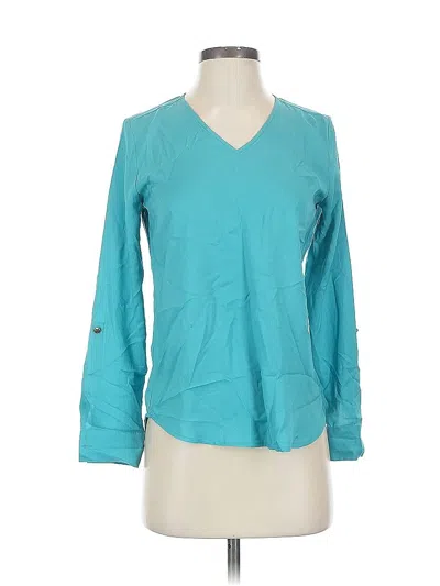 Pre-owned Ann Taylor Factory Long Sleeve Blouse In Blue