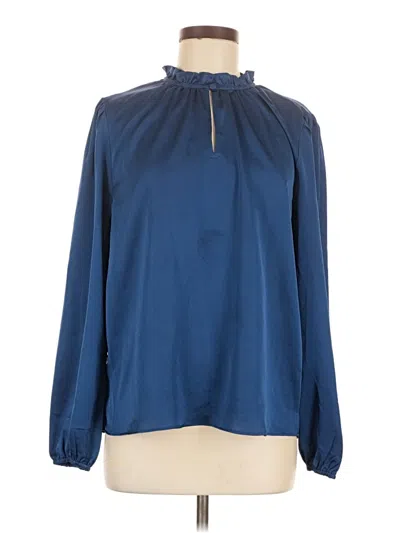 Pre-owned Ann Taylor Factory Long Sleeve Blouse In Blue
