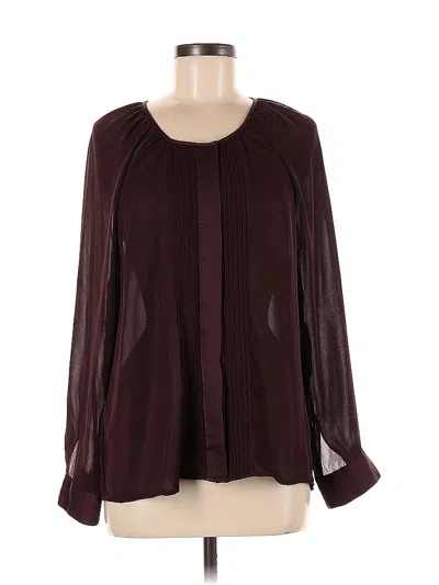 Pre-owned Ann Taylor Factory Long Sleeve Blouse In Burgundy