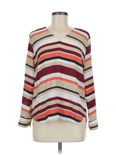 Pre-owned Ann Taylor Factory Long Sleeve Blouse In Burgundy