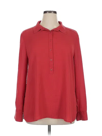 Pre-owned Ann Taylor Factory Long Sleeve Blouse In Red