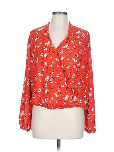 Pre-owned Ann Taylor Factory Long Sleeve Blouse In Red