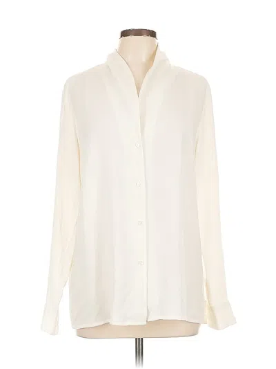 Pre-owned Ann Taylor Factory Long Sleeve Blouse In White