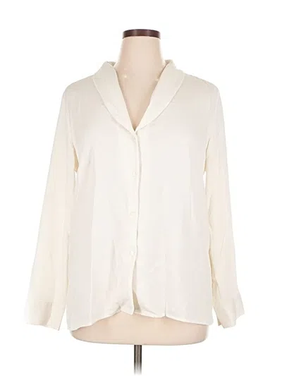 Pre-owned Ann Taylor Factory Long Sleeve Blouse In White