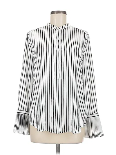 Pre-owned Ann Taylor Factory Long Sleeve Blouse In White