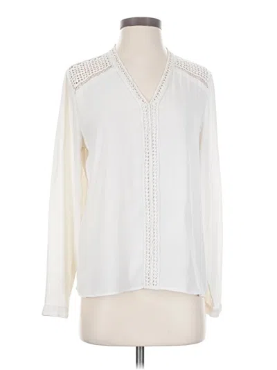 Pre-owned Ann Taylor Factory Long Sleeve Blouse In White