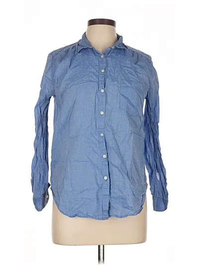 Pre-owned Ann Taylor Factory Long Sleeve Button Down Shirt In Blue