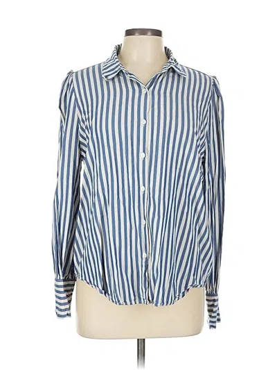 Pre-owned Ann Taylor Factory Long Sleeve Button Down Shirt In Blue