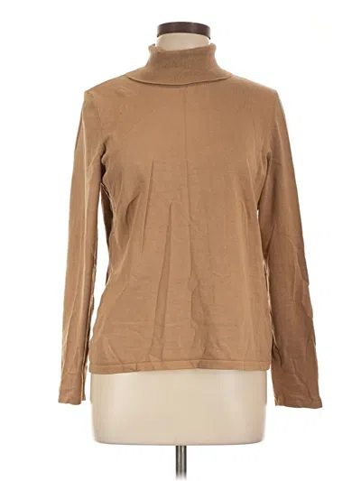 Pre-owned Ann Taylor Factory Long Sleeve Top Brown Turtleneck Tops