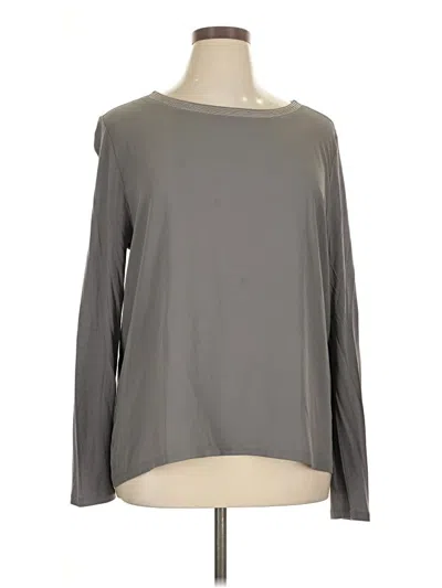 Ann Taylor Factory Long Sleeve Top Gray Boatneck Tops