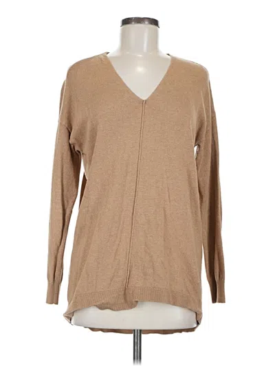 Pre-owned Ann Taylor Factory Long Sleeve T-shirt In Tan
