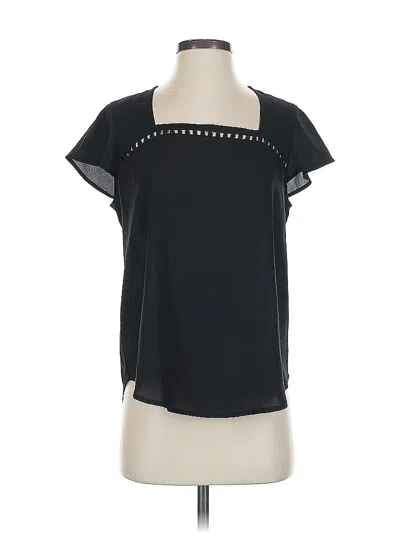Pre-owned Ann Taylor Factory Short Sleeve Blouse In Black